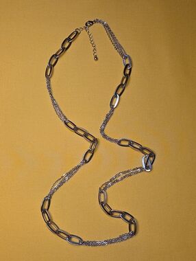 Vintage Gold Tone Multi Strand Mixed Link Statement Necklace